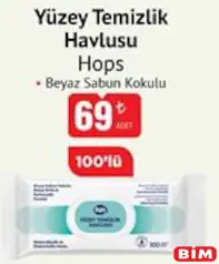 HOPS YÜZEY TEMİZLİK HAVLUSU BEYAZ SABUN KOKULU 100'LÜ
